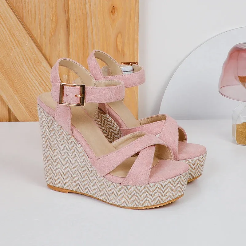 Women's Casual Shoes RC3332 Stretch Fabric Wedge Sandal With Platform