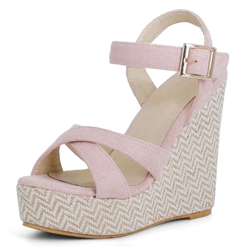 Women's Casual Shoes RC3332 Stretch Fabric Wedge Sandal With Platform
