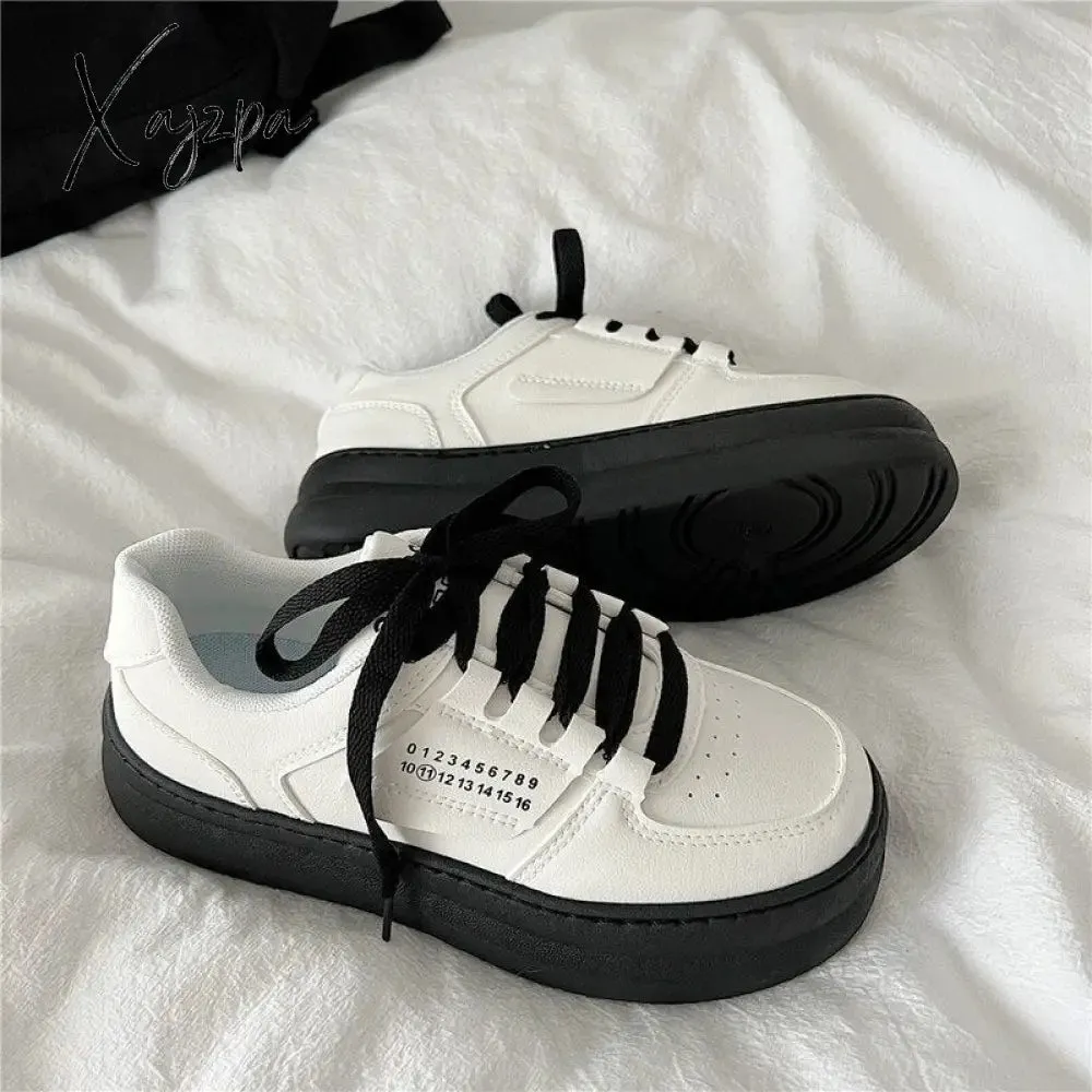 Xajzpa - Japanese Harajuku Niche Small White Sneakers Women's Platform Sports Shoes Student Vulcanize Tennis Flat Casual Canvas