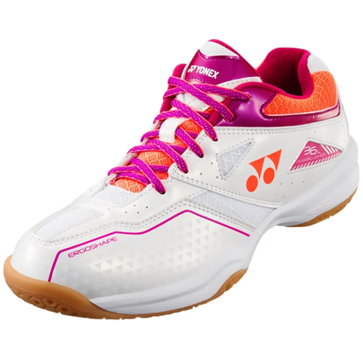 Yonex Power Cushion 36 Womens Badminton Shoes - White / Coral